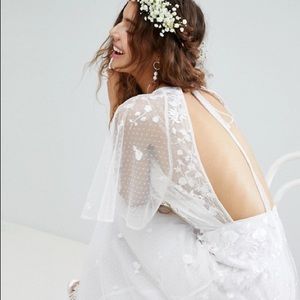 ASOS Embroidered Flutter Sleeve Wedding Dress